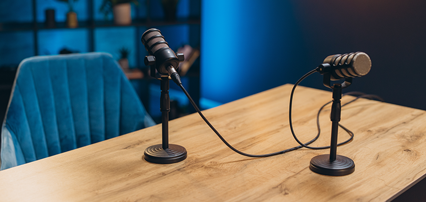 Two microphones on a desk