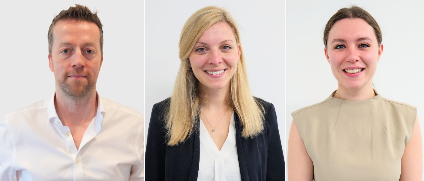 Collated headshots of three team members