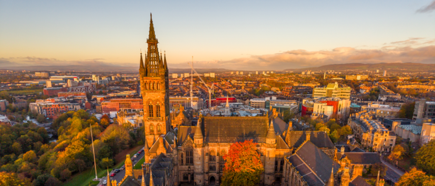 Drone image of the Gilbert Scott Building