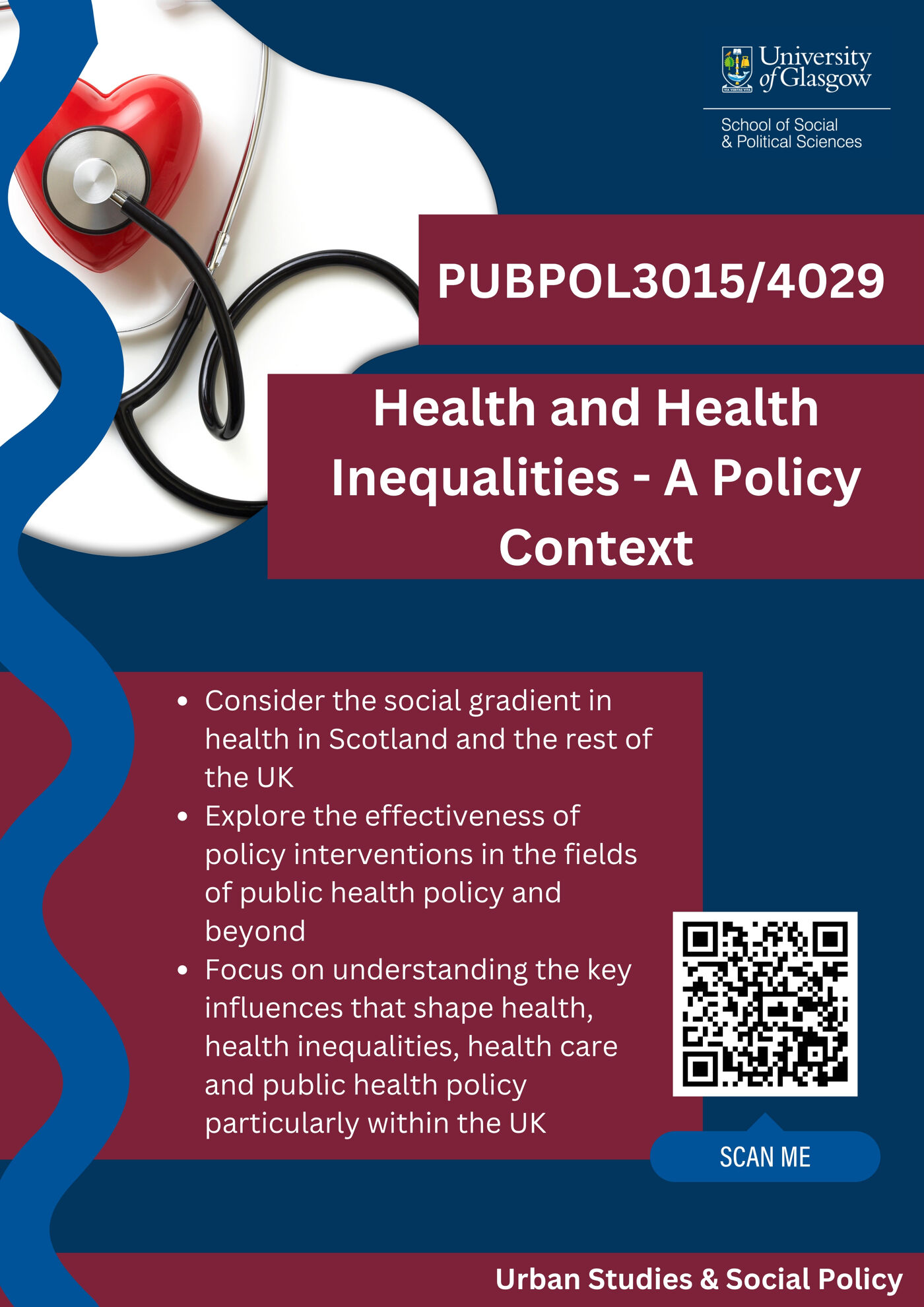 Course description for Health and Health Inequalities for Social and Public Policy
