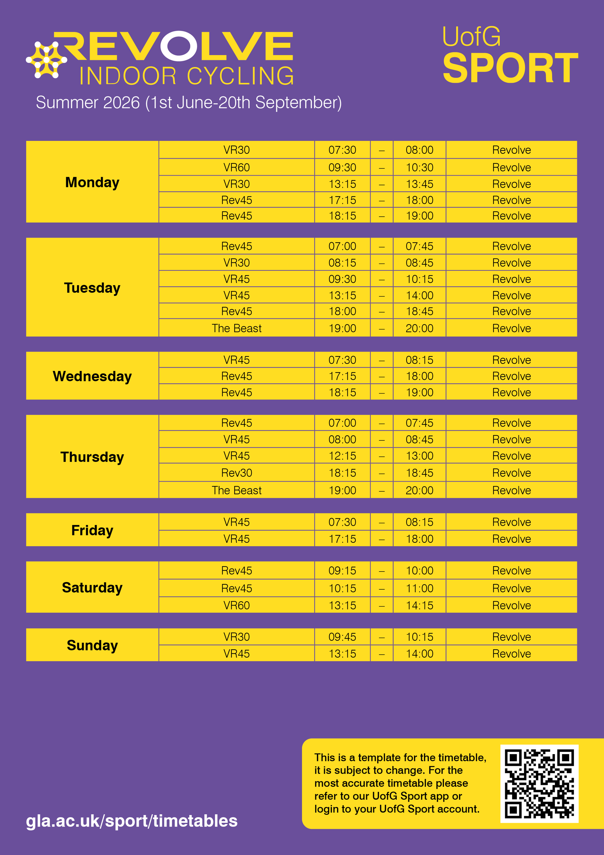 Revolve Summer Timetable 2026