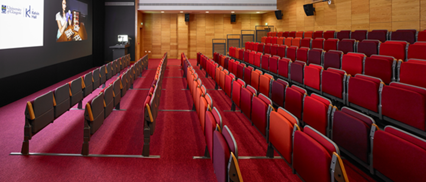 Red seats in an auditorium