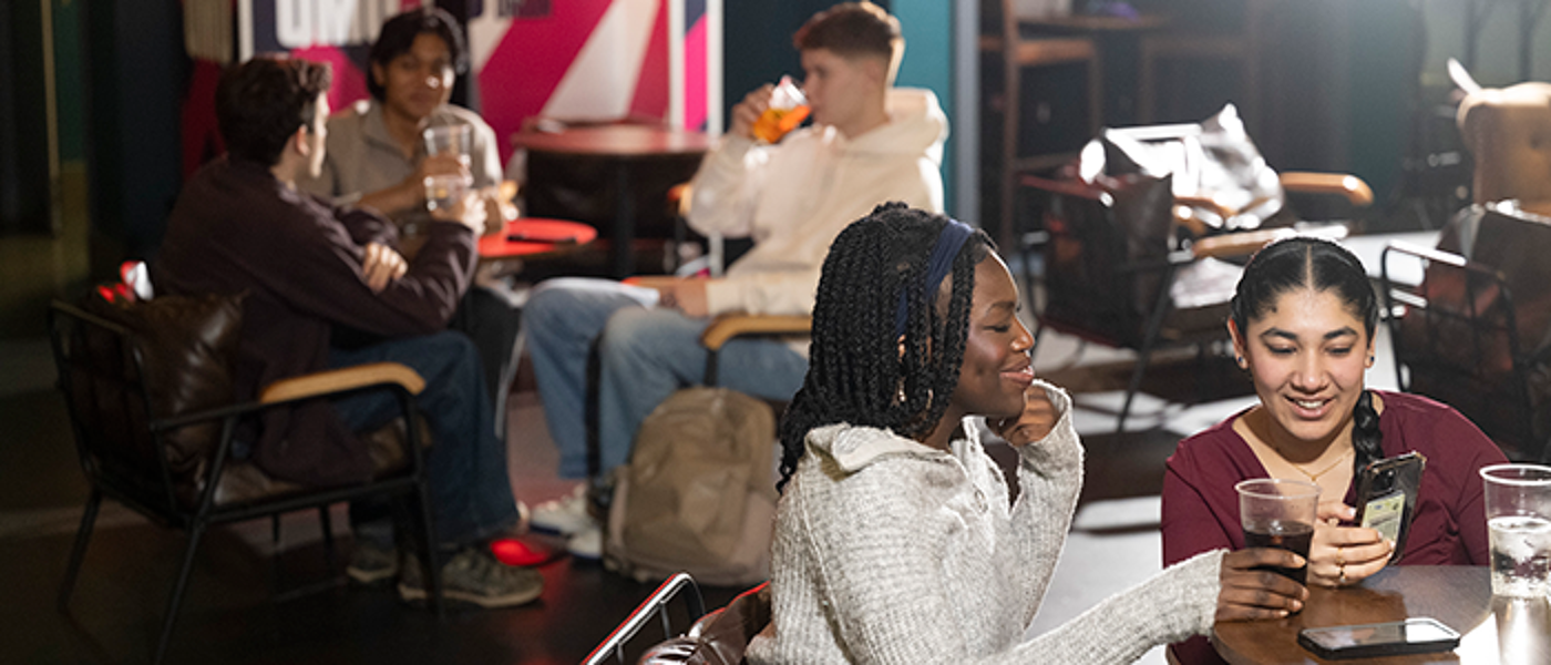 Students socialising in QMU
