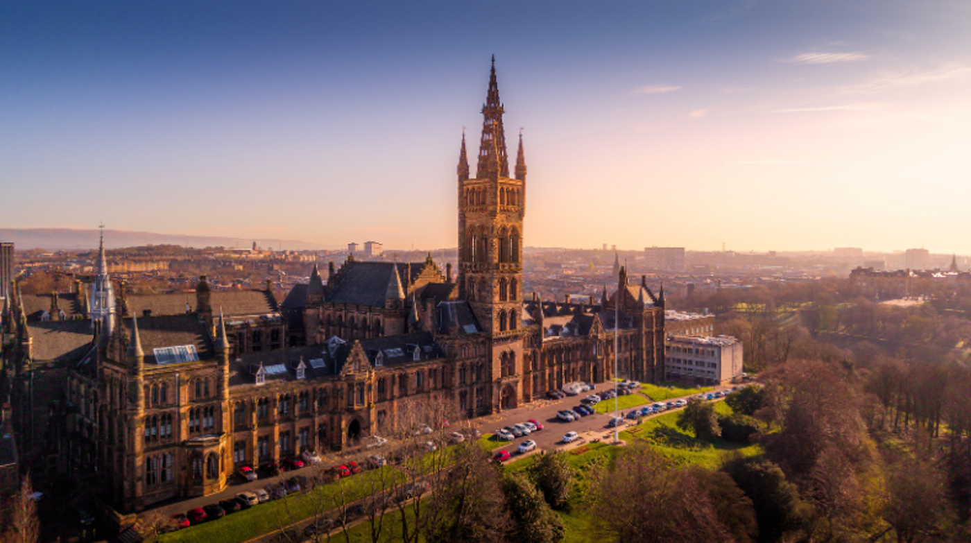 drone image of gilbert scott at sunrise