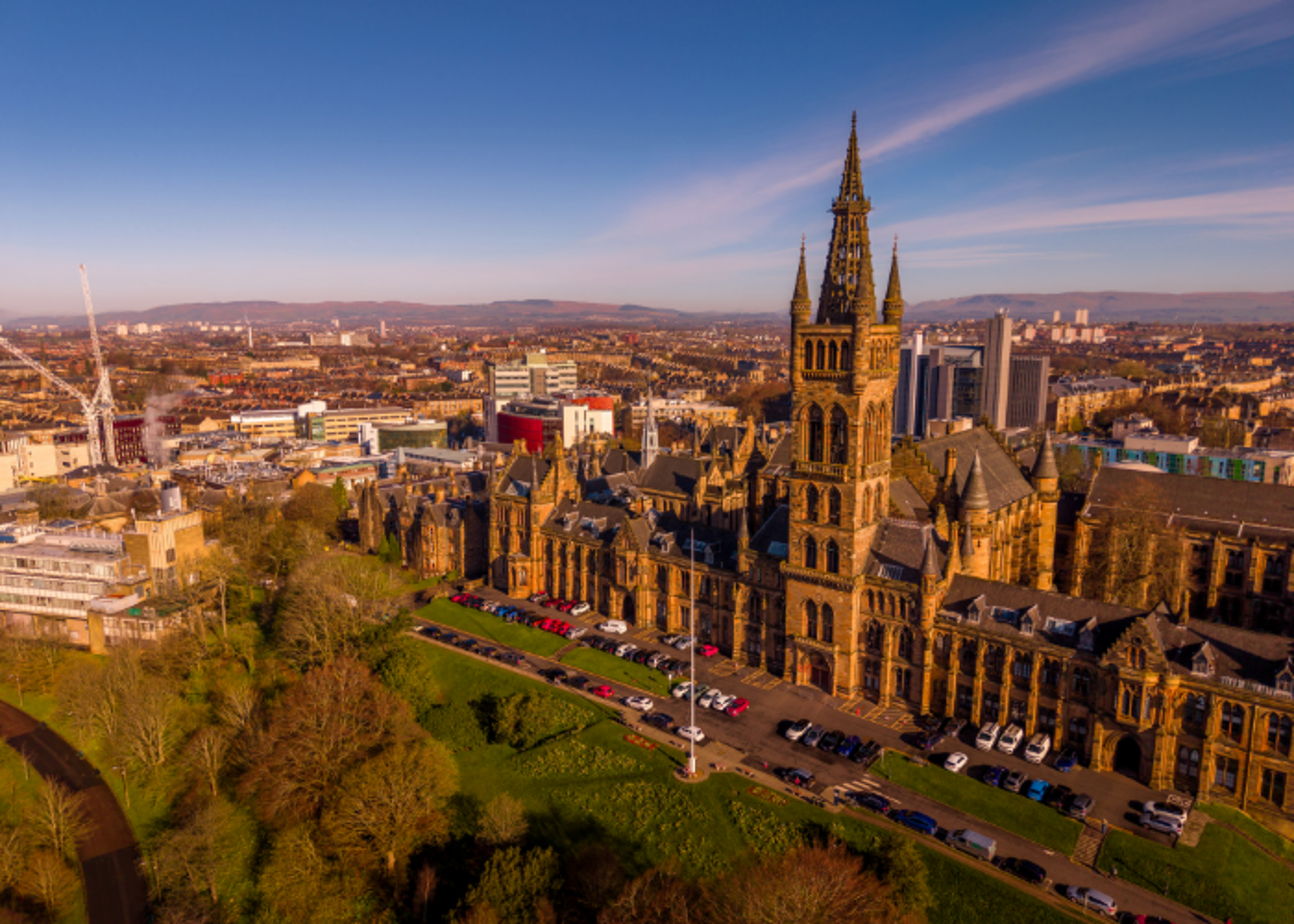 Drone image of the Gilbert Scott Building
