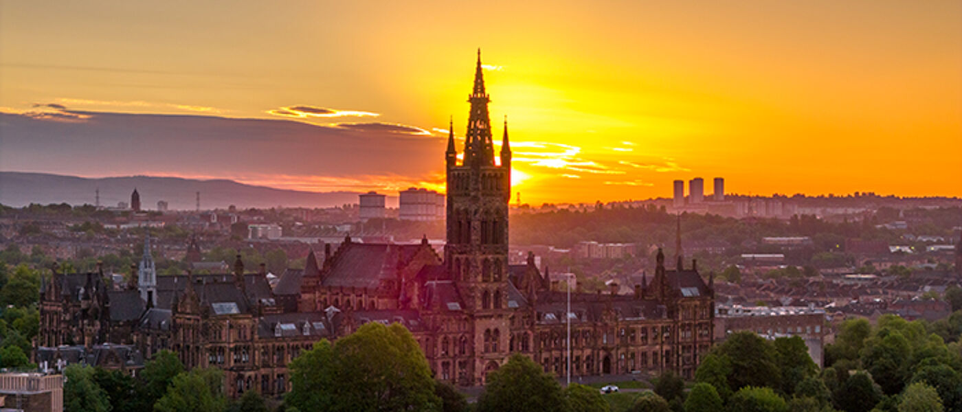 Sunset over Gilmorehill campus