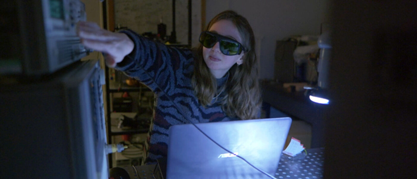 Female student in electronics lab