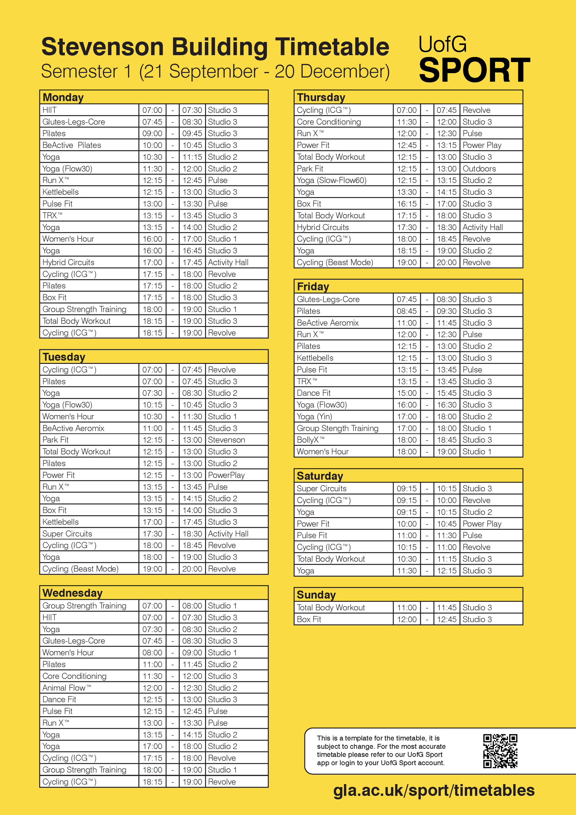 2026-27 Semester 1 Stevenson Timetable