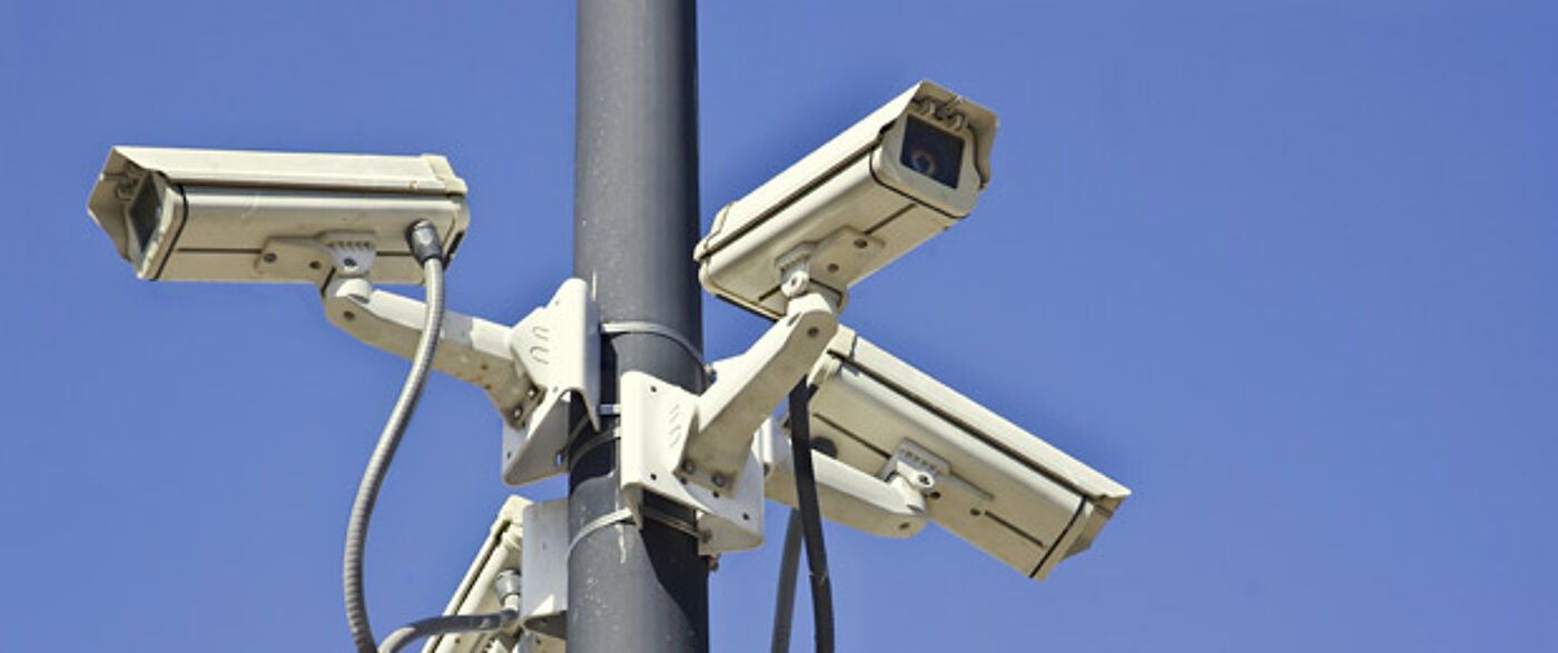 Security cameras on pole