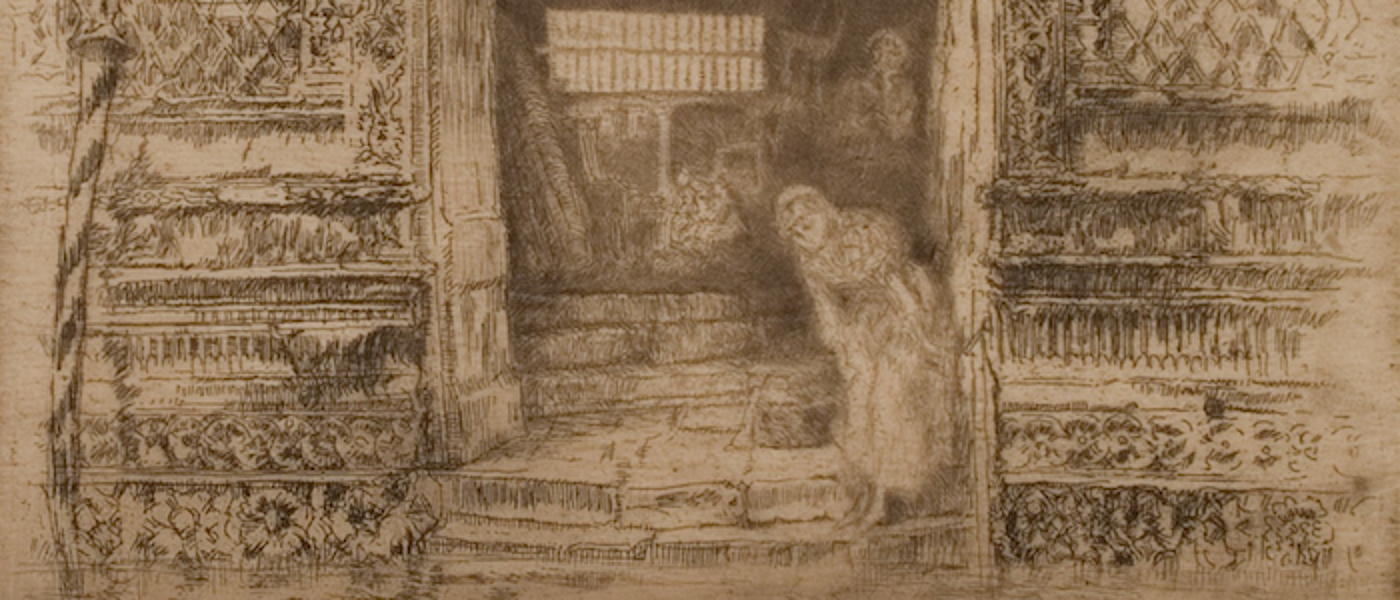 A section of 'The Doorway'(1879/1880), an etching by James McNeill Whistler, Hunterian Art Gallery 