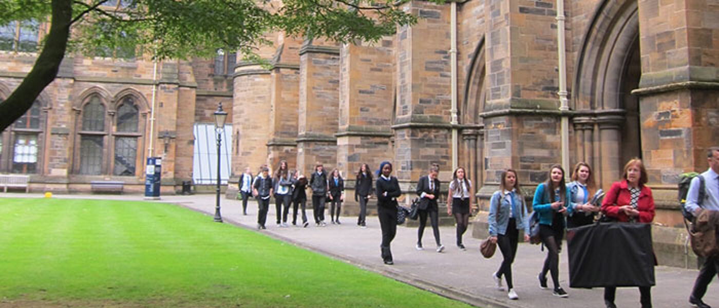 School children at the university