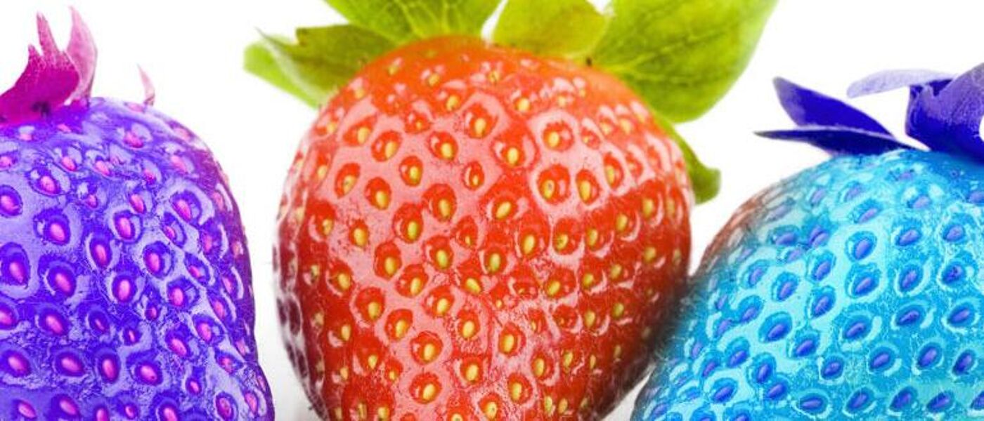 Strawberries, different colours