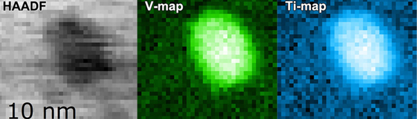 Quantitative maps of (V,Ti)C precipitates in a steel