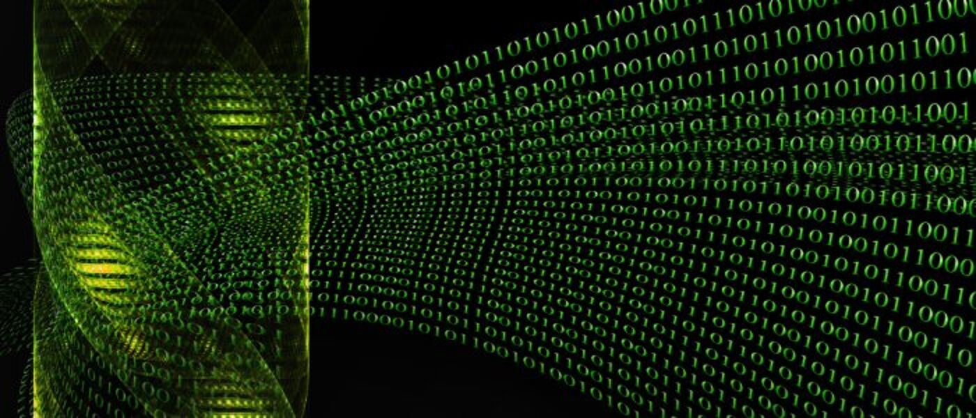 dna helix and binary number pattern