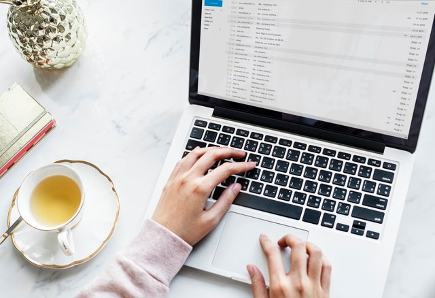 typing at computer