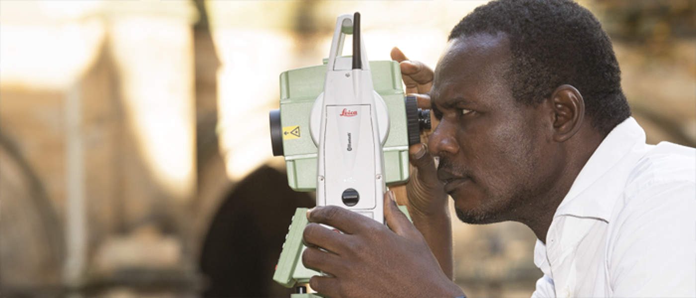 Student using mapping equipment