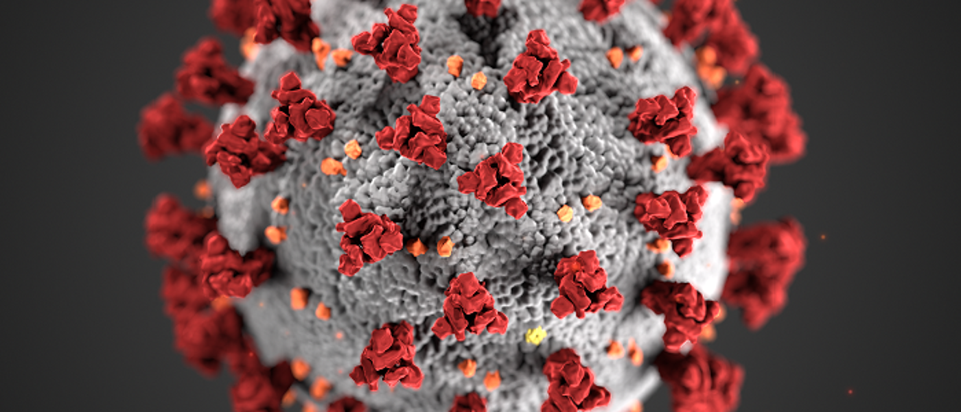 Grey and red covid-19 virus