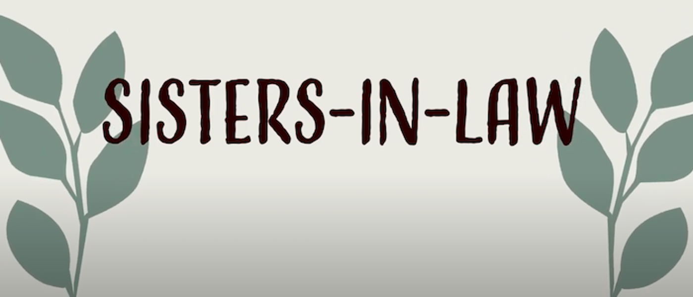 Graphic reading sisters in law with foilage