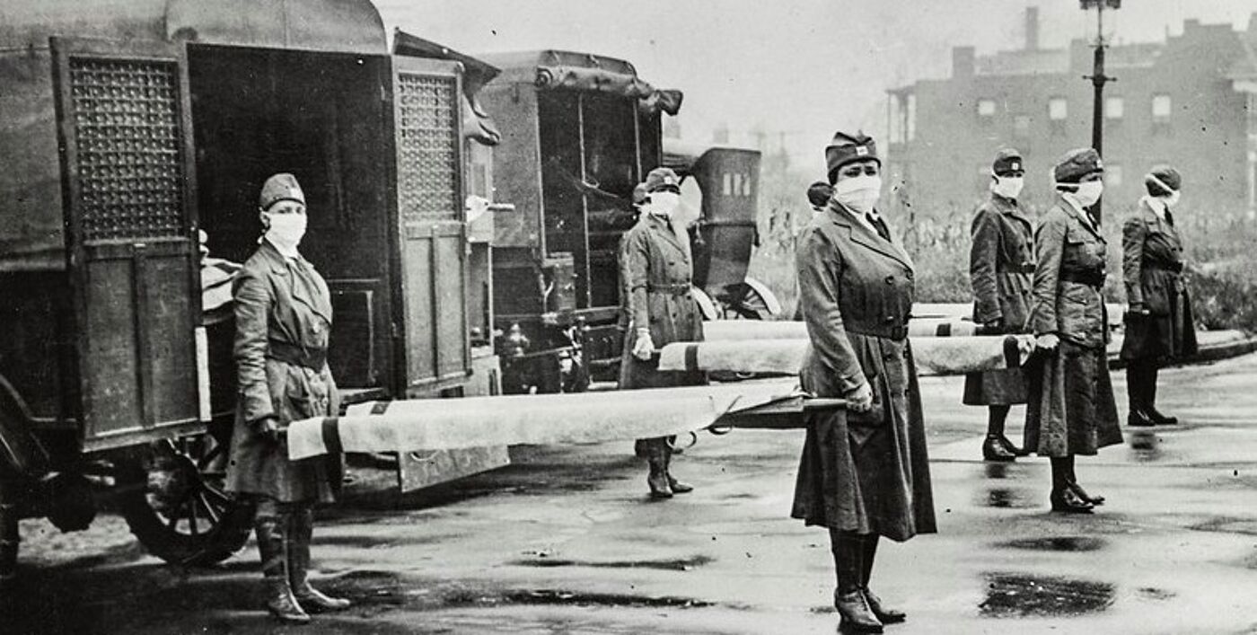 Nurses of St Louis Red Cross Motor Corp during 1918 influenza epidemic