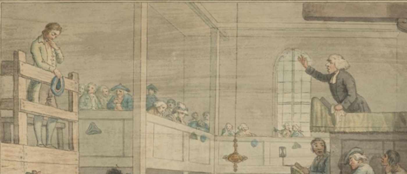 Painting of a 17th century court room