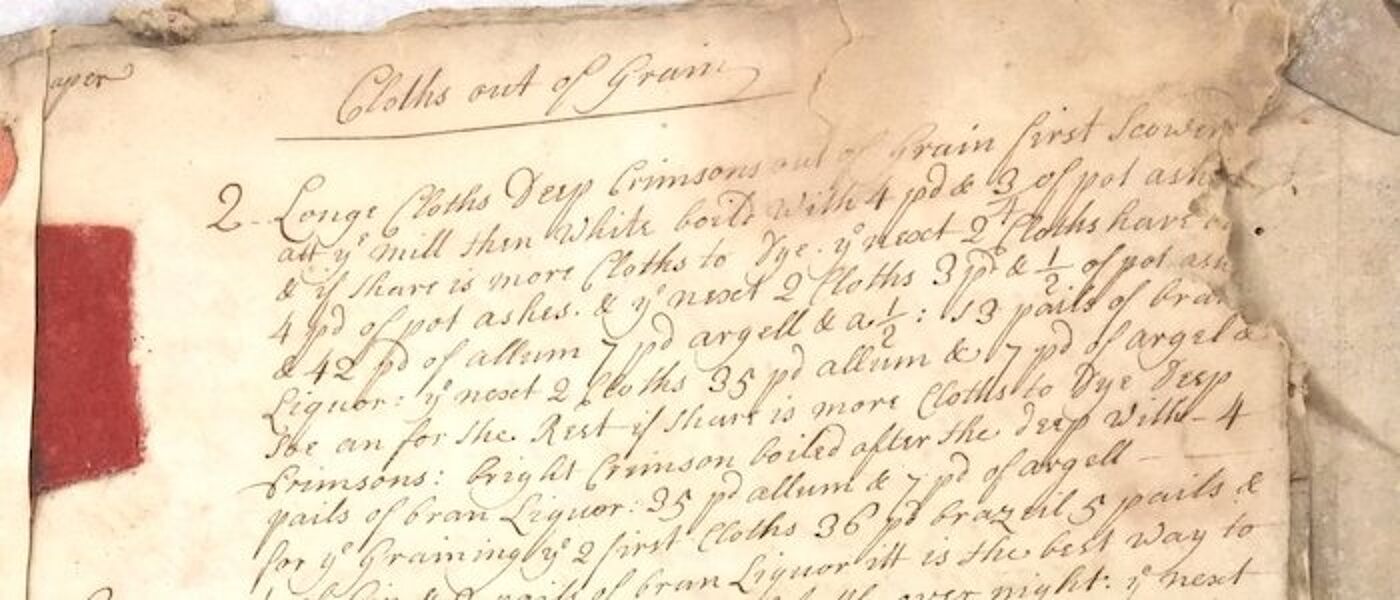 Detail from a dye manual page in the Crutchley Archive