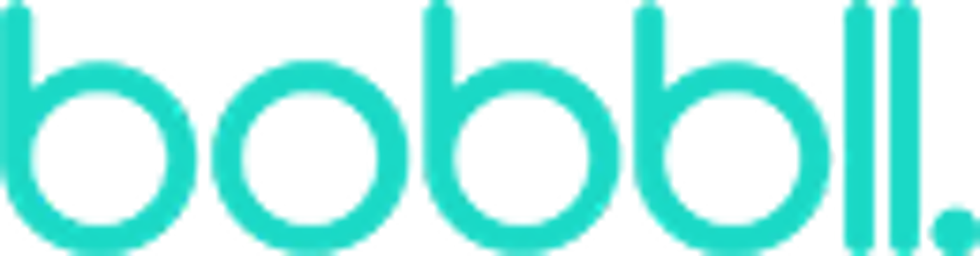 the letters bobbll in teal