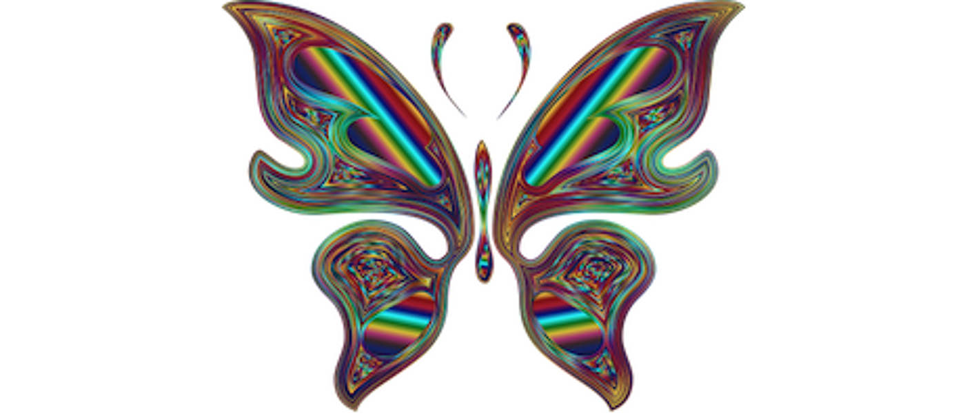 A butterfly with psychedelic colours