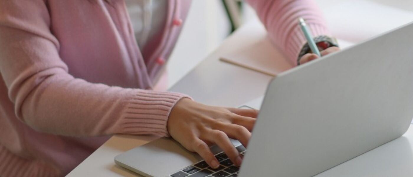 Student sitting an online exam