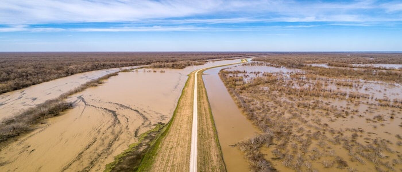 Road going through a flooded area