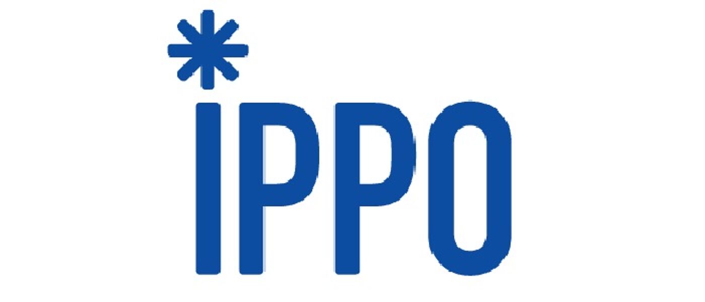 Logo with letters IPPO in royal blue on white with an asterisk or star above the I. IPPO stands for 'International Public Policy Observatory'