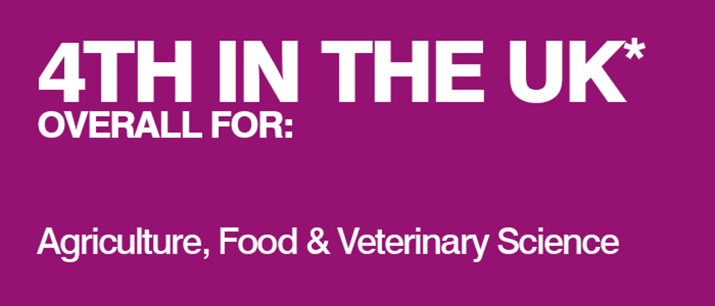 4th in the UK overall for Agriculture, Food & Veterinary Science