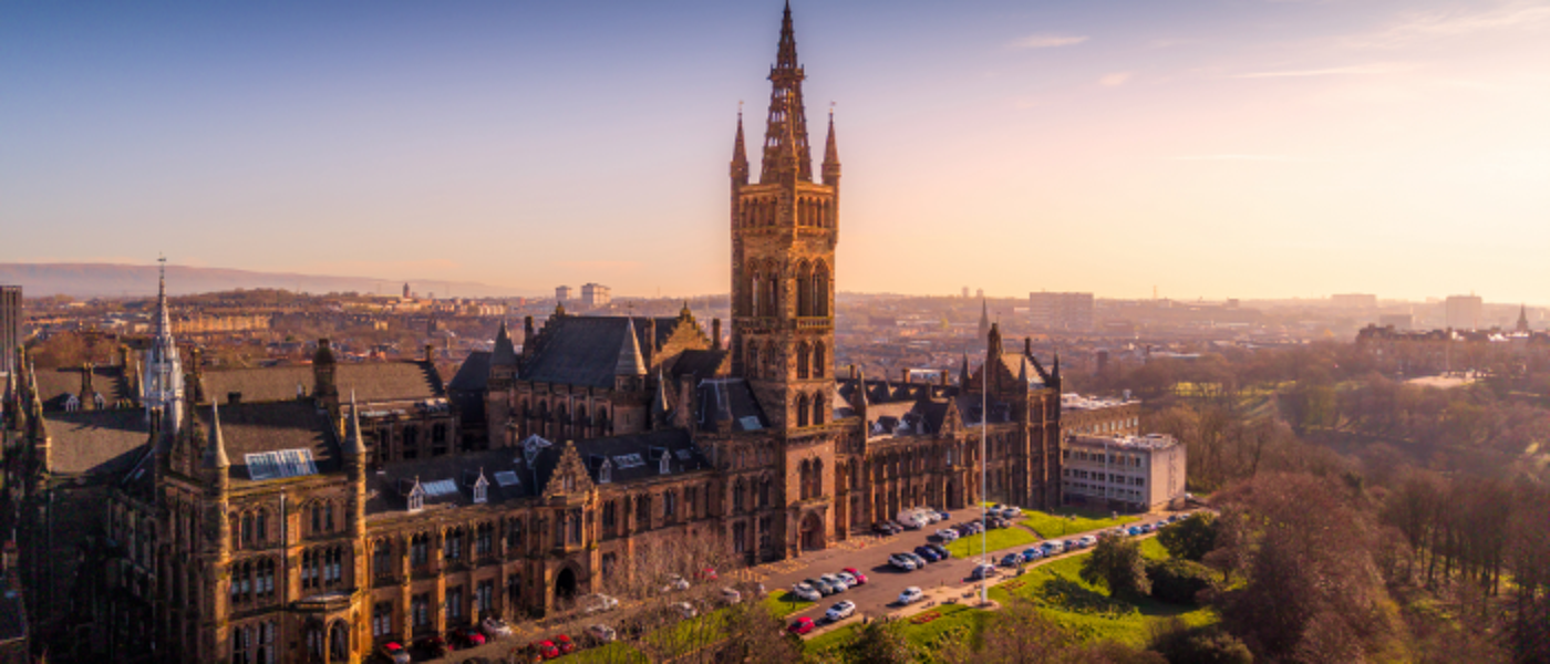A view of the Glasgow University tower Source: GU