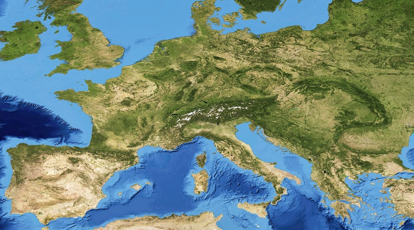 Satellite photo taken from space of Europe