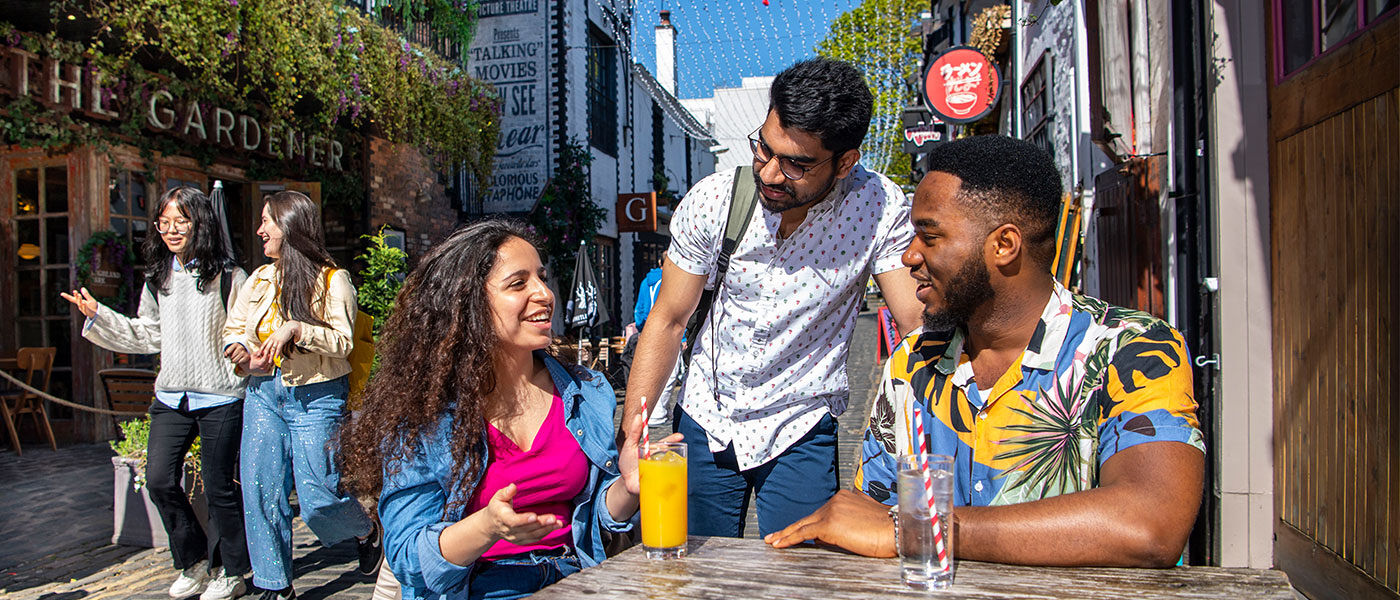 Students socialising on Ashton Lane in Glasgow