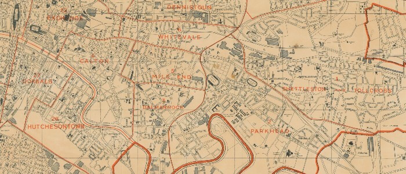 Map of glasgow boundaries from 1930