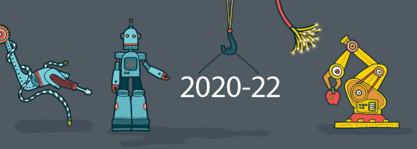 Robot crane arms and text Creating Engineers