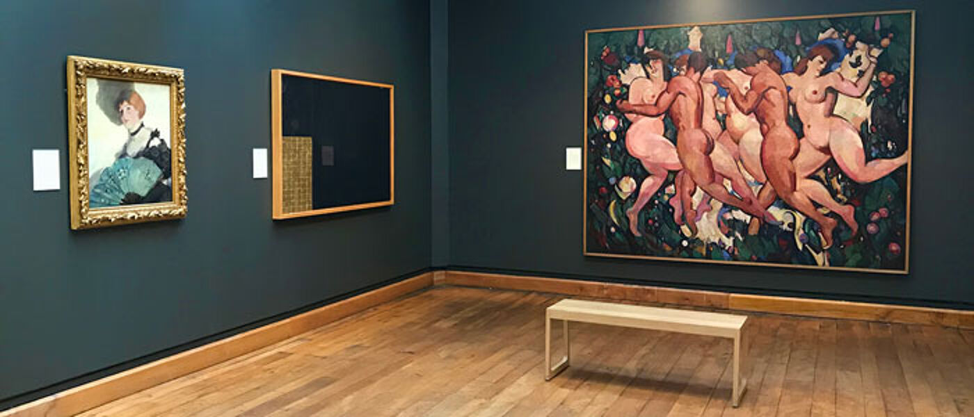 Paintings on the wall in the Hunterian Art Gallery