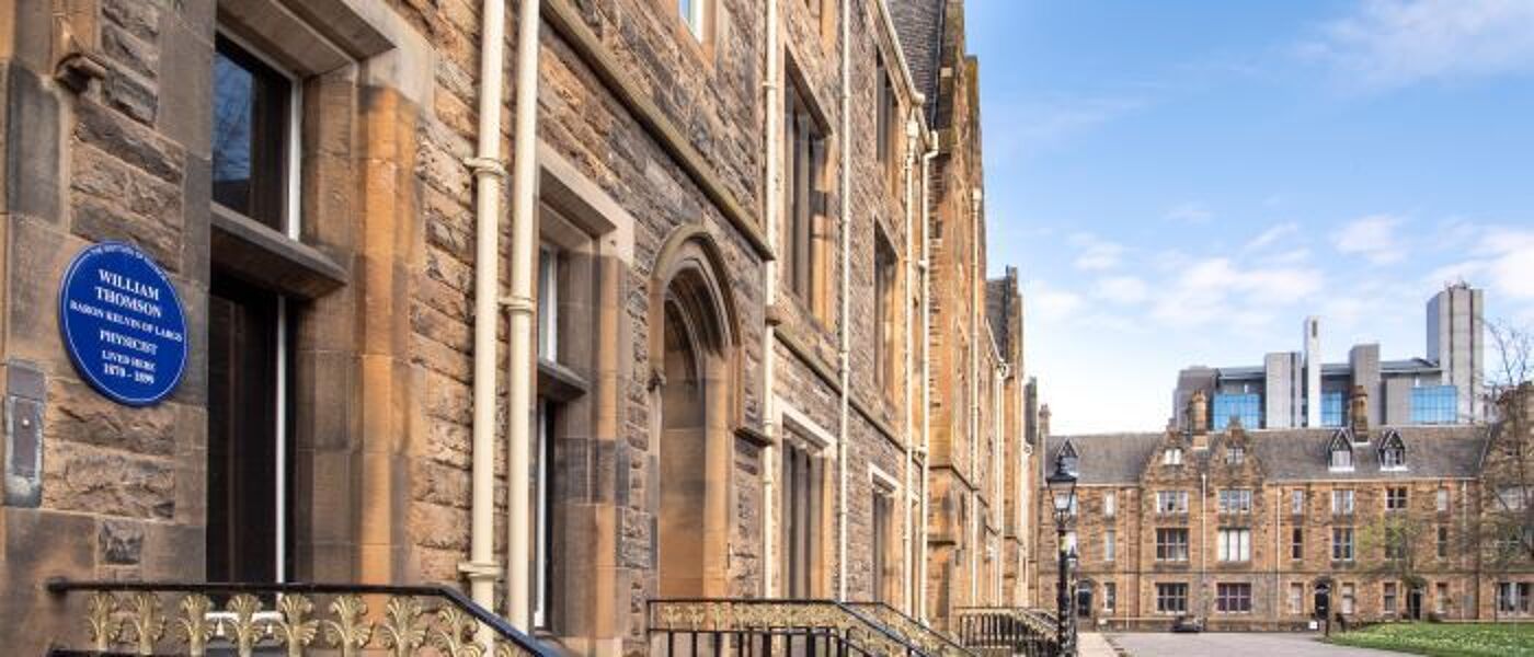 Side on view of row of professor square buildings