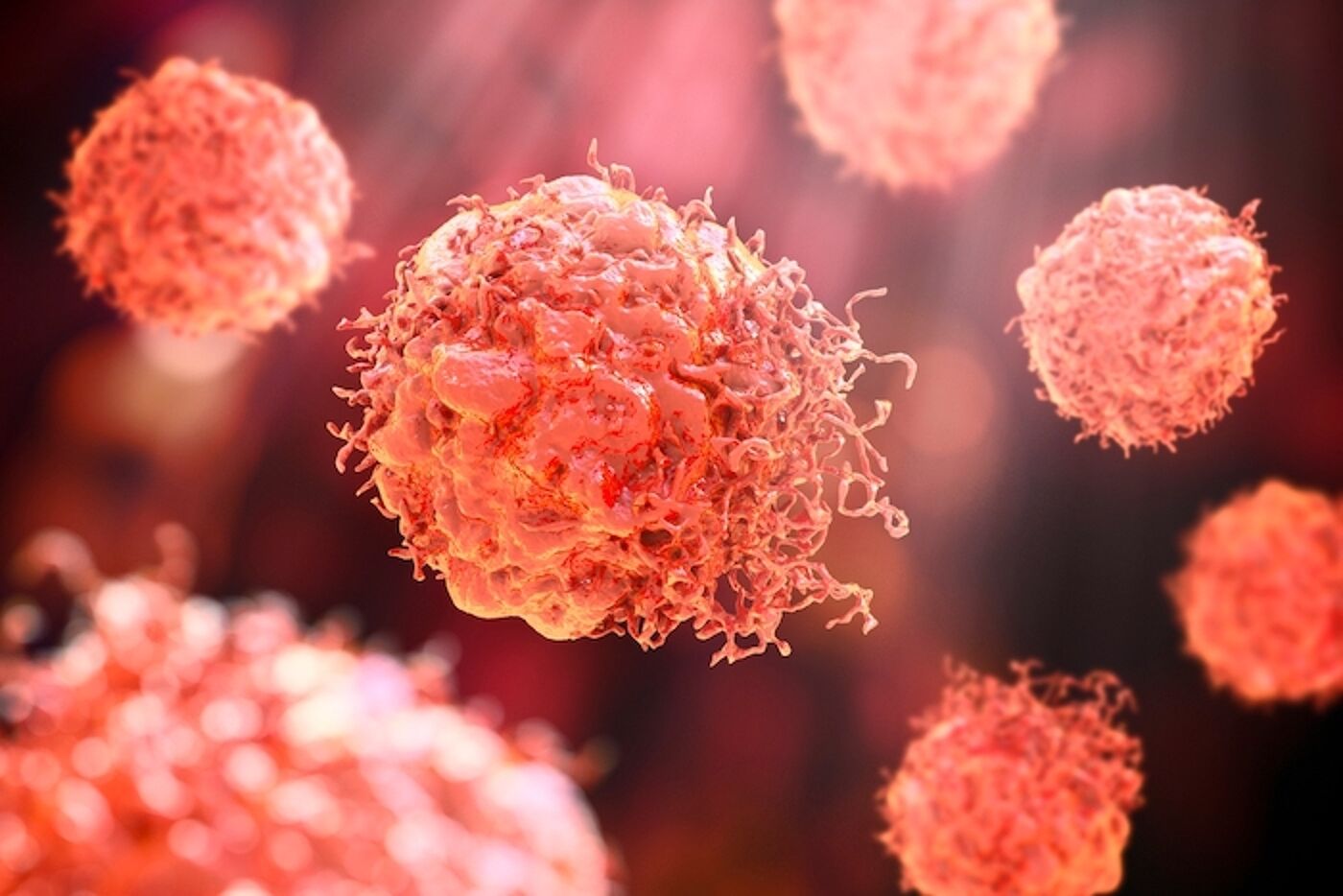  Scientific 3D illustration of red cancer cells