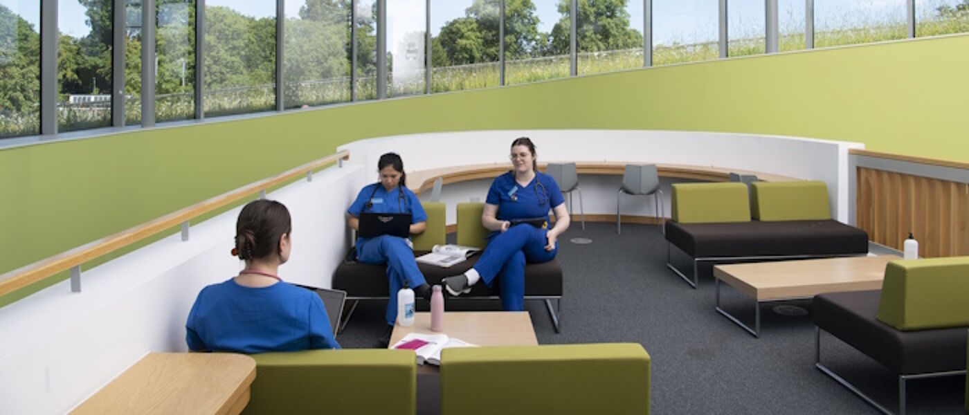 Student nurses sitting in the Small Animal Hospital