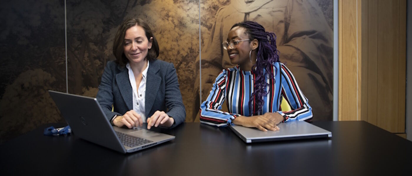 A student being interviewed