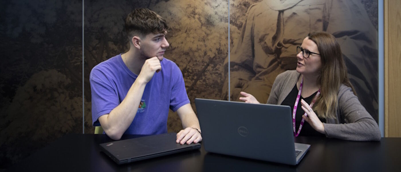 A student listening during an interview