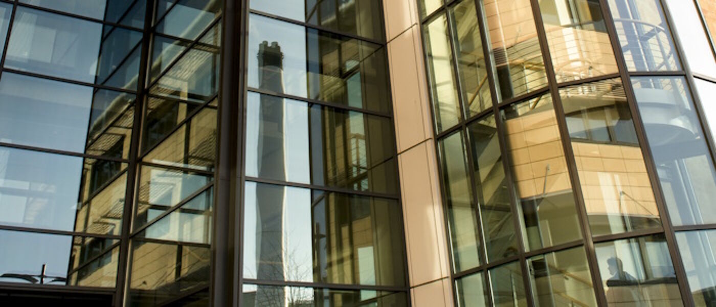 BHF Biomedical building windows close up