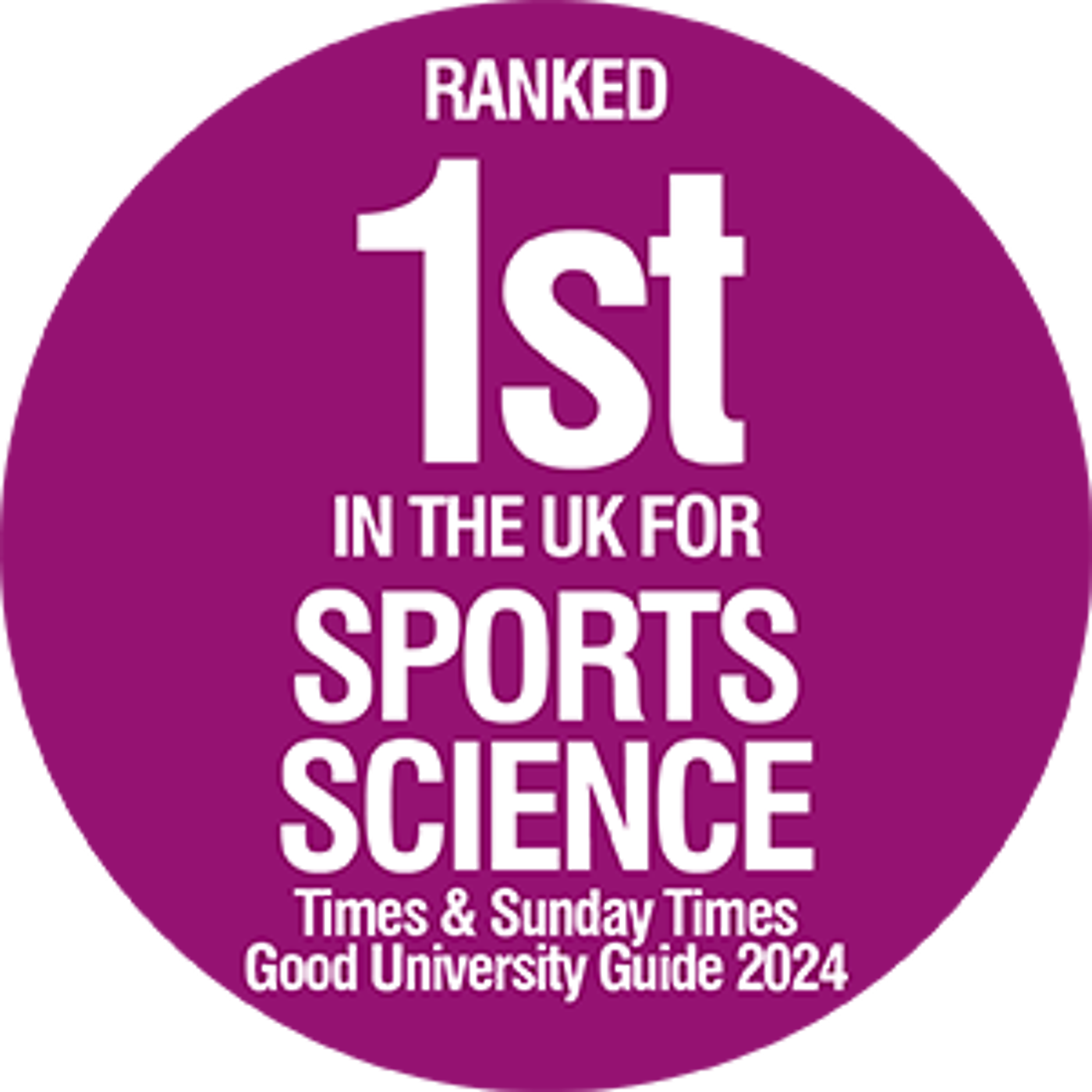 1st in the UK for Sports Science